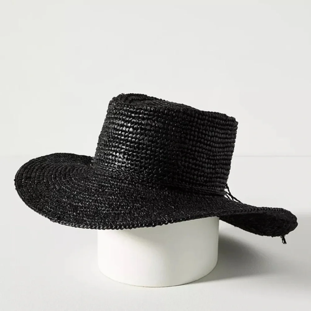 Anthropologie San Diego Hat Co. Crochet Raffia Boater